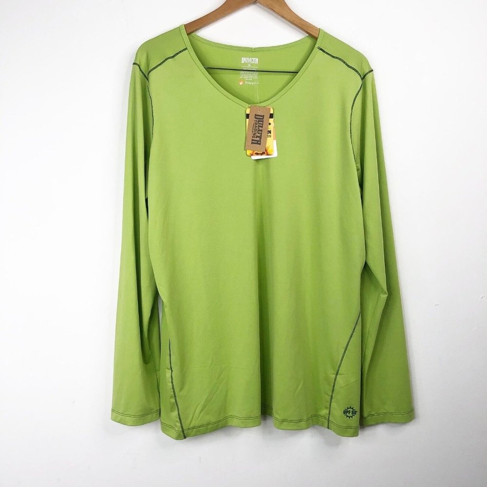 Duluth Trading Co UPF 50 Menn's SzXL Green Shunburn Long Sleeve Crew Neck Shirt